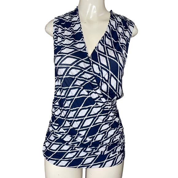 41 Hawthorn Montgomery Cross Front Knit Tank Top Blue White Diamond Size Medium - Picture 1 of 7